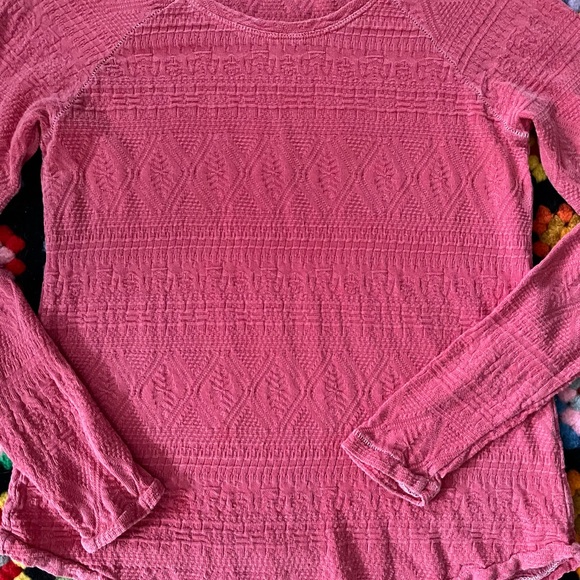 Y2K Top Lace Blouse Lucky Brand M Top Long Sleeve Tee Shirt Coral Pink - Picture 7 of 12